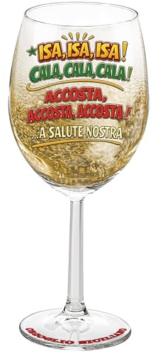 Bombo Bicchiere Orgoglio Siciliano Isa Isa Isa Cala Cala Cala 20 cm | calici vino in vetro, capacità 44 cl, idee regalo donna e uomo originali e divertenti
