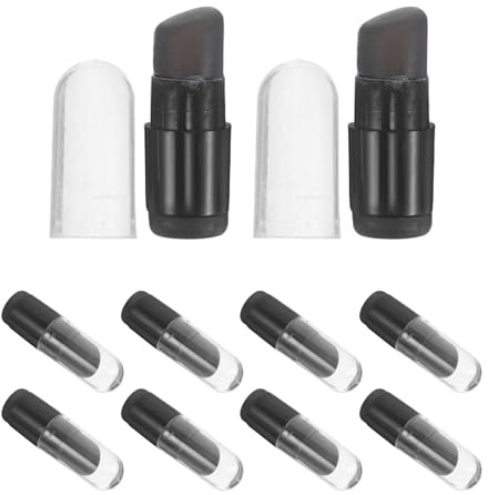 Brocha para Labios de Silicona Negra con Tapa, Cabezal Redondo | Pack de 10 Piezas, Aplicador Reutilizable para Brillo y Sombra, Uso Diario o Profesional