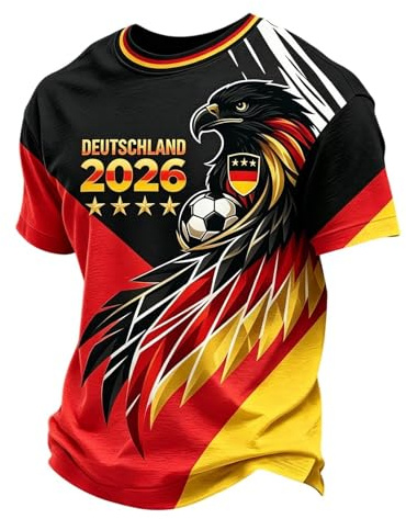 Generisch Deutschland Trikot Wm Deutschland Trikot 2026 Poloshirts Für Herren Herrenhemd mit Deutschem Flaggenprint,Geeignet Für Alltag,Festivals Und Wettkämpfe Hemd Sportshirt Trainingsshirt