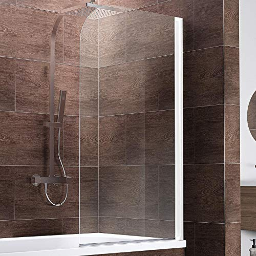 Schulte Duschwand für Badewanne 80x140 cm, Alpinweiß, zum Kleben | Badewannenaufsatz mit 5 mm klarem Sicherheitsglas zur Klebemontage ohne Bohren in die Fliesen.