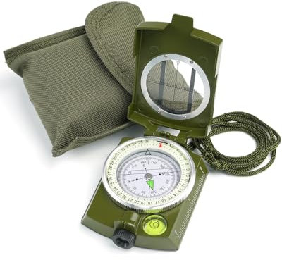 Sportneer Militär Marschkompass, Professioneller Taschenkompass Peilkompass Kompass Compass mit Tragschlaufe für Jagd Wandern und Aktivitäten Camping im Freien, Wasserfest und Stoßfest