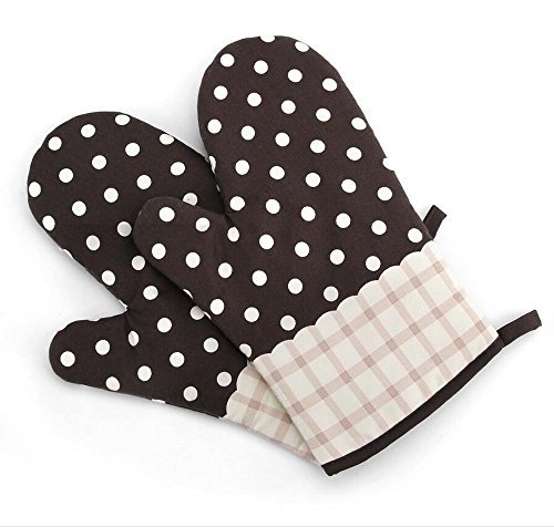 1 Paar Hitzebeständig Ofenhandschuhe Verdickte Hitzeresistente Topflappen Backhandschuhe aus Baumwolle und Polyester