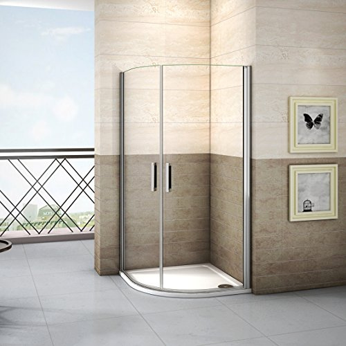 80x80x195cm Viertelkreis Runddusche Duschkabine Duschabtrennung Drehtür Dusche mit Duschtasse PHX