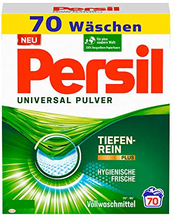 Persil Universal Pulver Tiefenrein Waschmittel (70 Waschladungen), Vollwaschmittel für reine Wäsche und hygienische Frische für die Maschine, effektiv von 20 °C bis 95 °C