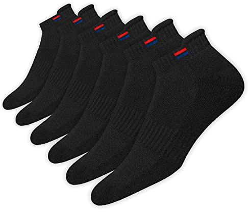 NAVYSPORT 6 Paires Socquettes Homme Femme 35-38 39-42 43-46 en Coton | Chaussettes de Sport Basses Running | DRI-WIK Contrôle de l’Humidité | Semelle Coussinée | Talon & Pointe Renforcés
