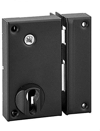 THIRARD - Caja de cerradura vertical con aplique doble entrada de batidor para entrada, eje 45 mm, recto, 75 x 130 mm, negro