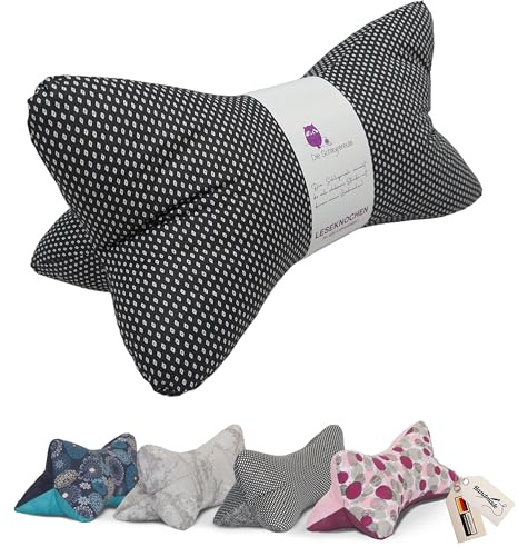 Leseknochen Nackenkissen Handmade in D, waschbar (Dezent Schwarz)