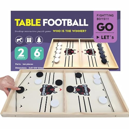 VALICLUD Sling-Puck Holzspiel Tischspiel Für Kinder Und Erwachsene Mit 10 Schachfiguren 13.78X8.66X0.98 Zoll Interaktives Spiel Fördert Konzentration Und Familienspaß
