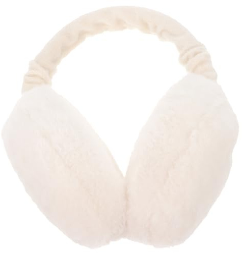 Ohrenschützer Winter Damen Faltbar & Verstellbar - Weiche Plüsch Ohrenwärmer Mädchen, Flauschige Earmuffs für Outdoor Kälteschutz & Ski, Warmes Fell Design Weiß