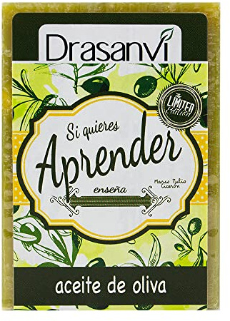 Jabon de Aceite de Oliva Drasanvi Natural en Pastilla de 100 Gramos Puro | Elaborado de Forma Artesanal con Aceite de Oliva Virgen, Nutre e Hidrata la Piel sin Resecarla, Apto para Pieles Sensibles