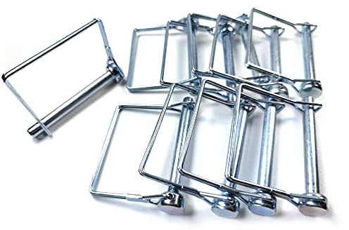 10 Pieces Wire Lock Pin, 3/8 Inch (9.21MM) Heavy Duty Safety Coupler Pin Shaft Locking Pin for Farm Trailers Wagons Lawn Garden(Square, Silver)