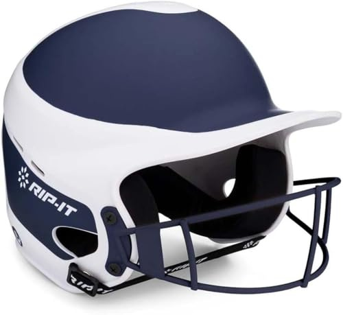 RIP-IT | Vision Pro Softball Batting Helmet with Face Mask | Matte | Two-Tone Navy M/L | Lightweight Women’s Sport Equipment