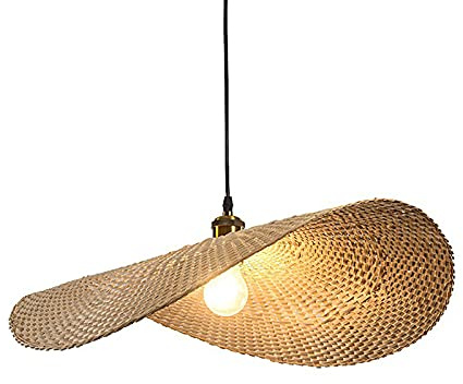SOME Lampadario in bambù Lampadario a Forma di Cappello Altezza Regolabile Lampada da Soffitto Lampada a Sospensione Fatta a Mano, per Camera da Letto Sala da Pranzo