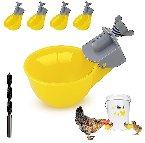 Kycklingvattenkoppar matare (5-pack), automatisk kycklingvattning, anti-läcksystem, rymmer 50% mer vatten, för kycklingar, kyckling, anka, vaktel, kalkon