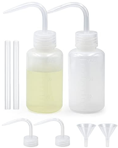 Episkey 2 Stück Spritzflasche 150ml, Kunststoff Squeeze Flasche Laborflasche Waschflasche aus LDPE Material, Quetschflasche für Laborreinigung Pflanzenbewässerung (Weiß, 150ml)