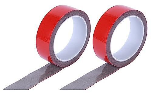2rolls Double Sided Tape, Double Sided Sticky Tape heavy duty, Strong Adhesive Waterproof Mounting Tape for Car, LED Light Bar, Home, Office Decoration(Red+grey)