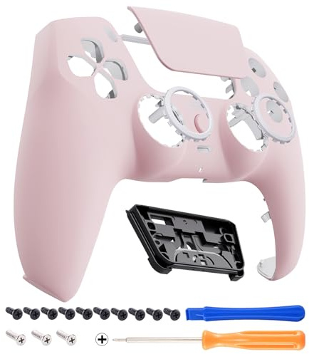 eXtremeRate LUNA Redesigned Front Shell Touchpad Compatible with ps5 Controller BDM-010 020 030 040 050, Cherry Blossoms Pink Replacement Custom Touch Pad Cover Compatible with ps5 Controller