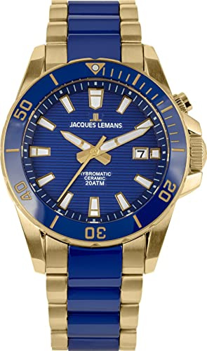 JACQUES LEMANS Analoge Herrenuhr Quarz mit Edelstahlarmband mid-39585, bunt, Armband