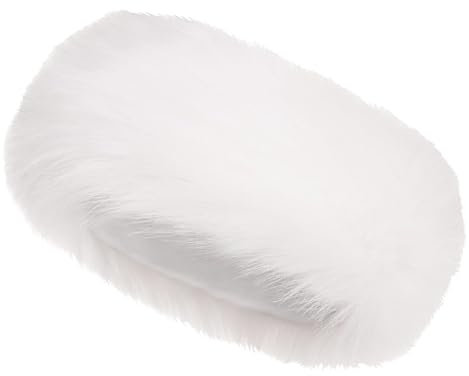 EUPSIIU Women Faux Fur Headband, White Ear Muffs, Muffs Headband for Men & Women Kids, Fluffy Winter Ear Warmer Hairband, Fluffy Ski Hat, Fuzzy Fur Hat, for Cold Weather (White)