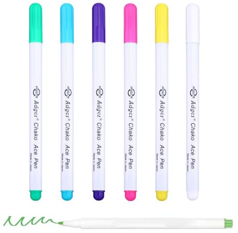 Löschbaren Stoff Markier Stifte,Stoff stifte,Stoff Trickmarker,6 Stück Wasserlöslicher Stift für Stoff,Wasser löschbaren Stoff Markierstifte, zum nähen & Stoffe,trickmarker selbstlöschend nähen