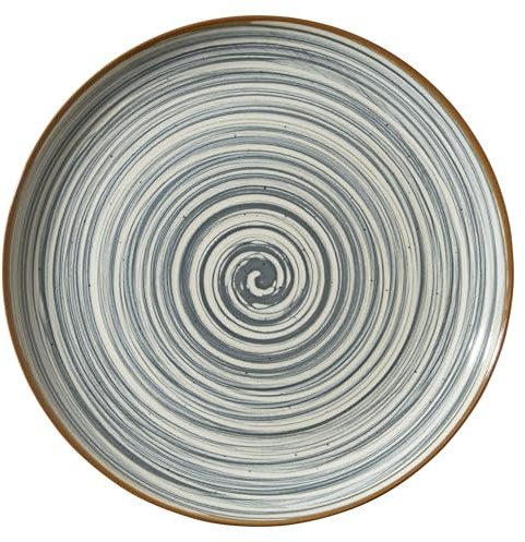 METRO Professional,plato llano de cerámica de gres, 31 cm de diámetro, gris, borde oscuro, diseño apilable