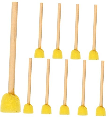 STOBOK 10St Schwammbürste mit Holzgriff Schwammwalzenbürste Schaumschwamm Schwämme Werkzeug Holzgriffe Schwammfingermalerei Graffiti Schaumbürste handhaben Malstift Schwamm