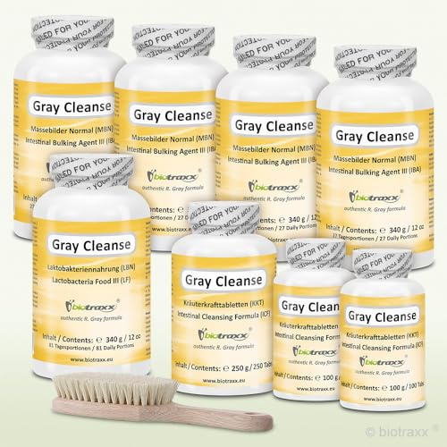 R. Gray Complete-Pack-Normal – 9-teiliges Paket komplette Kur NORMAL, Darmpflege und Reinigung, Pulvermischung