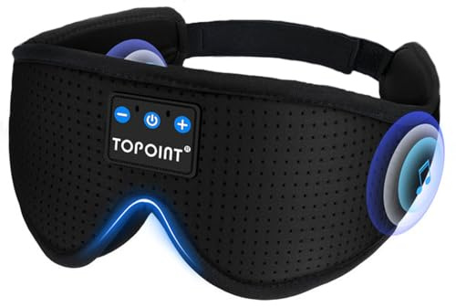 Bluetooth Sleep Mask Headphones, TOPOINT Wireless 3D Eye Mask with Bluetooth Headphones Eye Mask for Sleeping,Upgraded 200% Breathability Sleeping Earphones for Travel/Nap/Yoga/Meditation/Relaxation