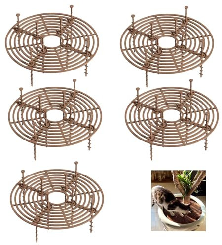 Wuyue Hua Blumentopf-Abdeckung, Pflanzenschutz von Tieren, 30 cm, Blumentopfgitter mit Mittelausschnitt, Blumenabdeckung, Bodenschutz für Pflanzen, 5 Stück 30 cm