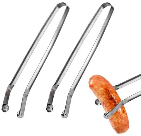 Homefantasy Pinzas Giratorias Para Salchichas Para Barbacoa, Pinzas Para Barbacoa De Acero Inoxidable, Pinzas Giratorias Para Salchichas Bbq Para Cocinar,Pinzas De Cocina Multiusos Con Mango Largo
