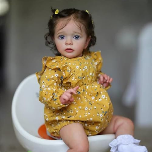 ZTZHYZR Reborn Baby Mädchen 24 Zoll 60 cm Lebensechte Baby Puppe Realistisch Schönes Reborn Kleinkind Babypuppen Wie Echt Echtes Baby Reborn StoffköRper Reborn Puppe mit Haar für Kinder ab 3 Jahren