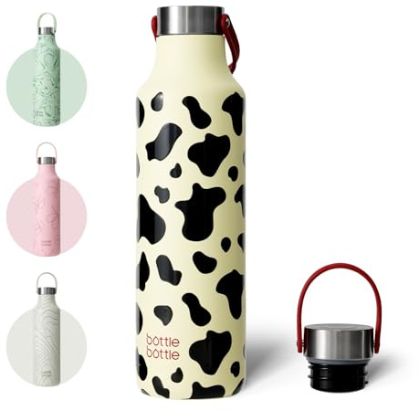 BOTTLE BOTTLE Bouteille d'eau isotherme de 600 ml avec poignée pour la randonnée (jaune crème)