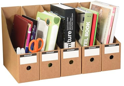 SXCCNW Magazine File Holder, 8 PCS Magazine File Holders, Cardboard Magazine Rack with Labels A4 File Organiser Box for School Office Desktop File Paper Divider Storage 27 x 26 cm