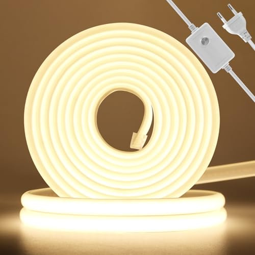 230V COB LED Streifen Neon Strip Light, 288leds/m Dimmbar 50cm Schnittbar IP67 Wasserdicht 220V Flex Lichtband LED Schlauch für DIY TV, Küche, Wohnzimmer, Außendekoration