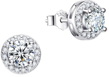 Dada Gioielli - Orecchini Argento 925 Rotondo 8mm Punto Luce Con Zirconi Brillanti (Zircone Bianco)