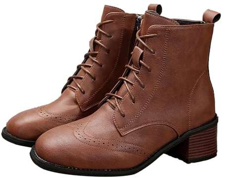 liaddkv Bottes à lacets pour femme avec talon - Bottines courtes en cuir - Bottes de motard à talon bloc - Bottes de moto classiques - Bottes de moto en cuir synthétique - Bottes de combat