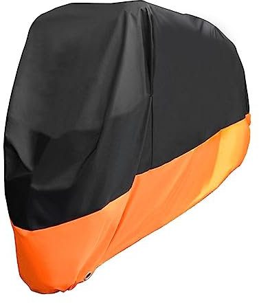 iplusmile Outdoor Motorradabdeckung XL Und Uv-Schutz Für Motorräder ATV Und Scooter Schwarz Und Orange Mit Luftdurchlässigem Design Und Elastischem Saum Gegen Regen Und Schmutz
