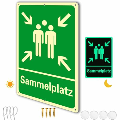 DE Ashoaza 1 cartello per esterni in alluminio din 7010, punto di raccolta con UV, (Cm 20 x 30), protezione per spazi di raccolta, illuminazione esterna (cartelli di sicurezza)