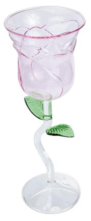 MAGICLULU Flower Wine Glass Decorative Drinking Goblet Rose Wine Glass Cocktail Party for Party