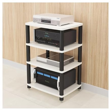 Mueble HiFi Soporte para Medios de Audio y Video Soporte para TV para Juegos y Soporte para estéreo Torre de Audio Soporte para Tocadiscos Mesa para Sala de Estar Soporte AV(Wit,60x48x86cm)