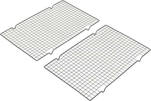 Notcilgias Juego de 2 rejillas de enfriamiento para tartas, rejilla de enfriamiento de acero inoxidable, 40 x 25 x 2 cm, rejilla fina, estable y duradera, apta para lavavajillas, para hornear, enfriar
