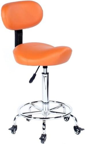DZYHFCO Drehstuhl, Sattelhocker, verstellbarer Sattelhocker mit Rückenlehne, ergonomischer Sattelhocker, drehbar, hydraulisch verstellbar, geeignet für den Innen- und Außenbereich (Orange)