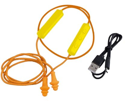 Ear Plugs Bluetooth Earphone for Work, Silicone Ear Plugs Reusable, Ideal for Loud Noise Sources, Hearing Protection, Construction Sites, Noisy Places, Earplugs for Work (Yellow, 10x15x5cm)