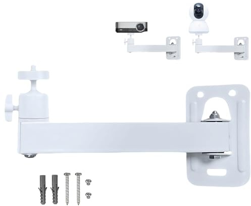 Foldable Projector Wall Mount | White Heavy-Duty | 1/4 Screw | 360° Rotatable | Universal for Mini Projectors & Cameras (7.87 1/4 Screw Mount)