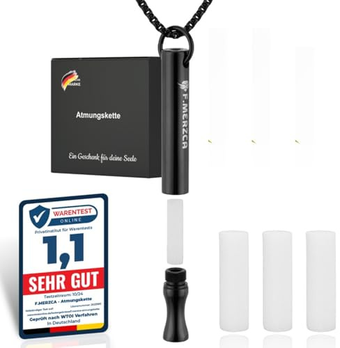 F.MERZCA® Premium Rauchentwöhnung Atemkette 2.0 Starter-set mit MEHR WIDERSTAND – 15 kostenlose Filter für echten Widerstand beim Rauchen aufhören – Endlich Rauchfrei dem Atemholz (Schwarz Glanz)