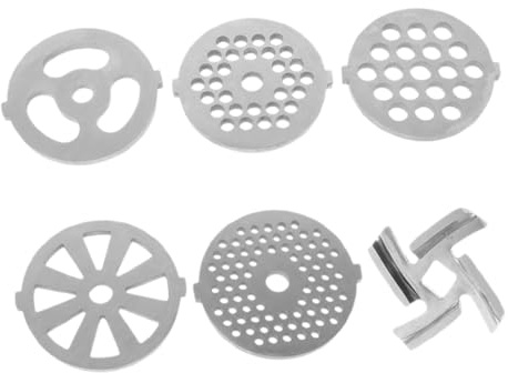 ZUNOXAZ Accessori Per Tritacarne 6 Pezzi Piastre Di Macinazione in Acciaio Inox 7mm e 8,3mm, Dischi Per Tritacarne Domestico, Ricambi Per Lavorazione Carne Per Cucina Compatta