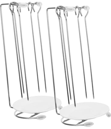 GARIOUANS 2 Juegos Soporte Inoxidable para Brochetas de Carne Bandeja Antigoteo Colgador para Parrilla Accesorios de Barbacoa Resistentes y Fáciles de Limpiar