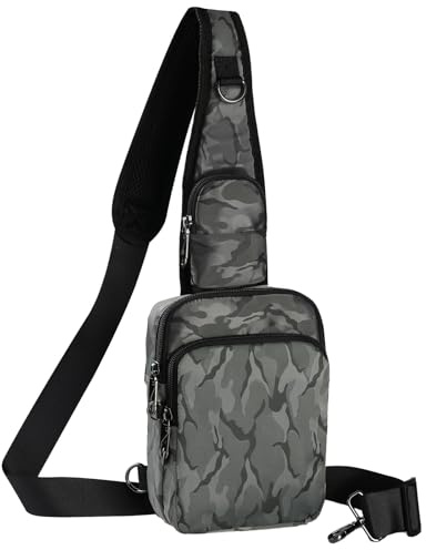 BROADREAM Anti-stöld axelväska – Sling Chest Crossbody Bag bröstväska män, vattentät axelväska med dragkedjelås, RFID-blockering, liten handväska för män och kvinnor, Kashiergrå, S, Samtida
