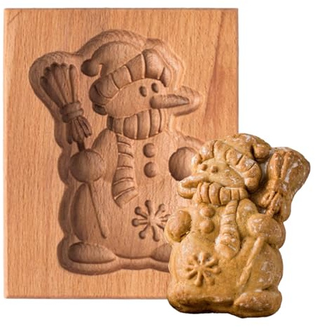 Wooden Cookie Moulds - 3D Wooden Hedgehog Non-Stick Engraved Cookie Baking Mould for Shortbread Snacks Home Bakery Christmas Holidays and