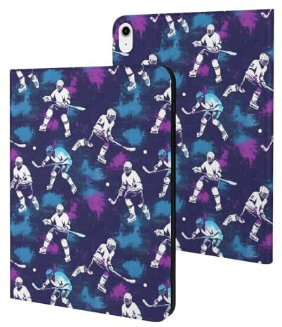 Compatible avec iPad A16 11 2025, housse fine imprimée joueur de hockey compatible avec iPad 10e génération 10,9 pouces 2022 avec support veille/réveil automatique